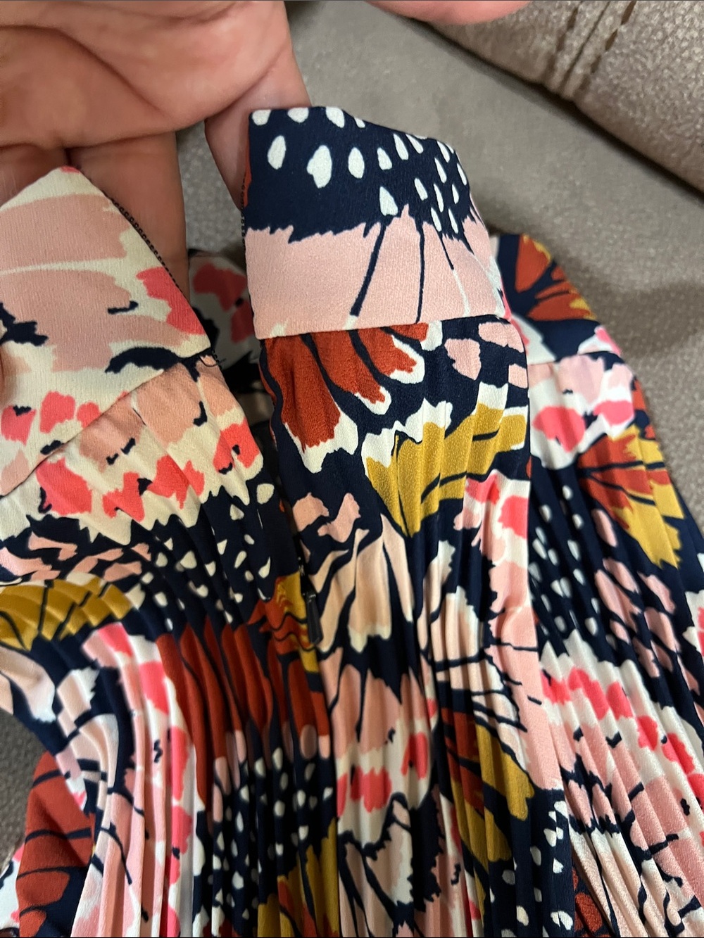 Boden Pleated Floral Midi Skirt in Pink, Navy and Brown - Picture 6 of 6